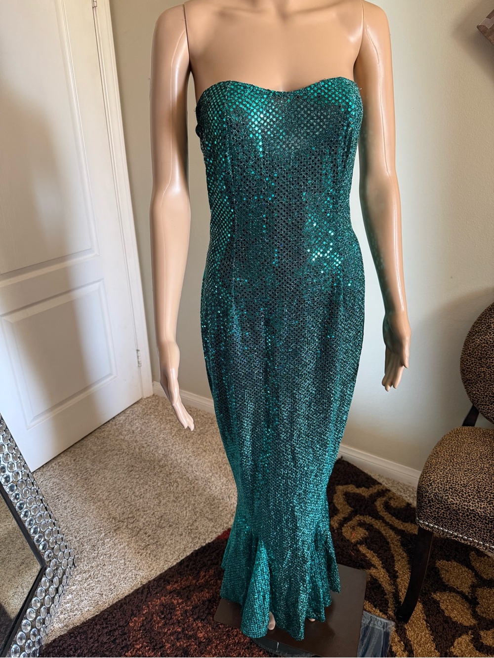 California Costumes Strapless Sequin Mermaid Dress in Emerald
